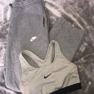 Grey Nike Sweatpants and Sports Bra